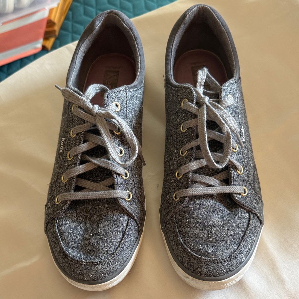 Keds Grey Canvas Lace-Up Sneakers